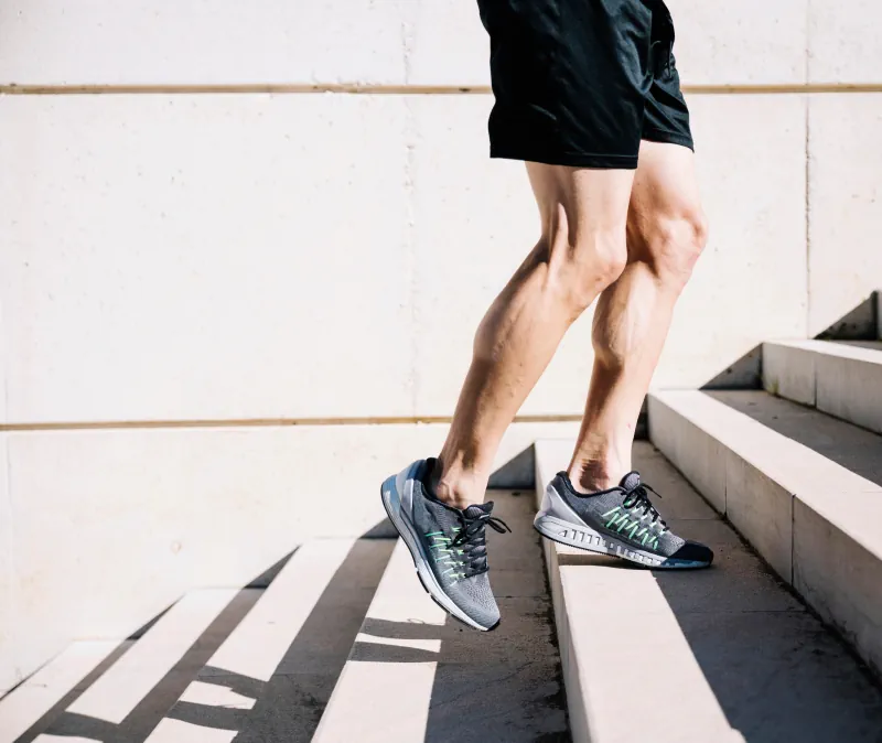 Man having staircase workout